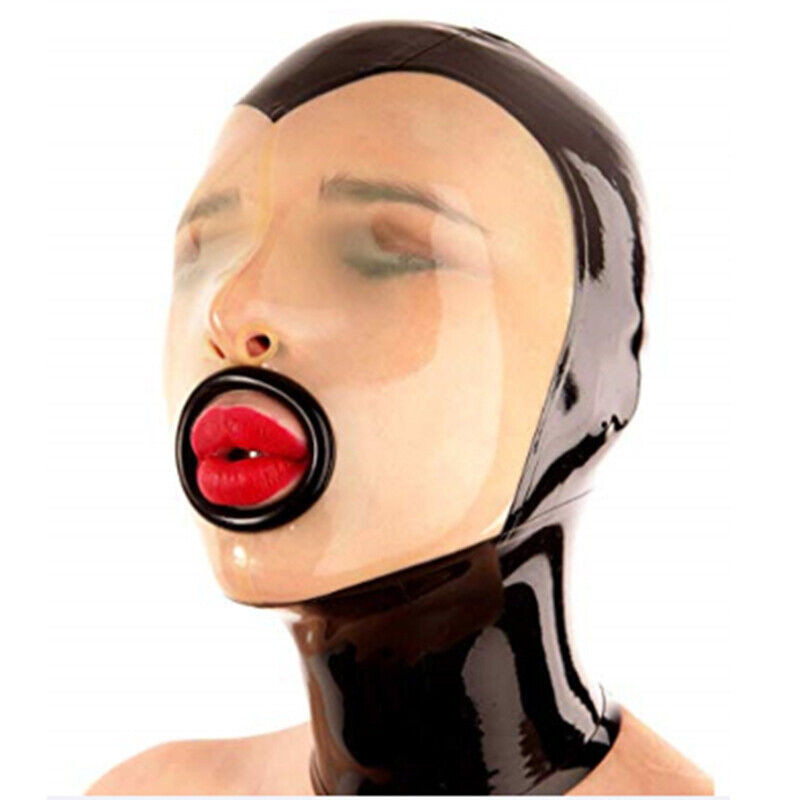 LateXcite Cagoule Facial Mouth Noir-Transparent